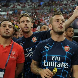 Arsenal's Triumvirate: Cazorla, Wilshere, and Monreal Align Before Arsenal v Singapore XI, 2015