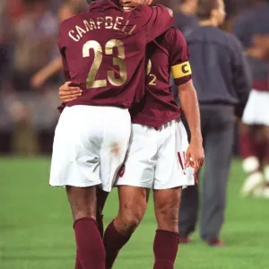 Arsenal's Unforgettable 0-0 Standoff: Sol Campbell and Thierry Henry Celebrate UEFA Cup Semifinal Victory Against Villarreal, 2006 Arsenal's Unforgettable 0-0 Standoff: Sol Campbell and Thierry Henry Celebrate UEFA Cup Semifinal Victory Against Villarreal, 2006