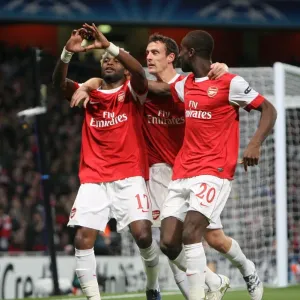 Arsenal's Unforgettable 5-1 Victory over Shaktar Donetsk: Alex Song's Thrilling Goal Celebration with Squillaci and Djourou