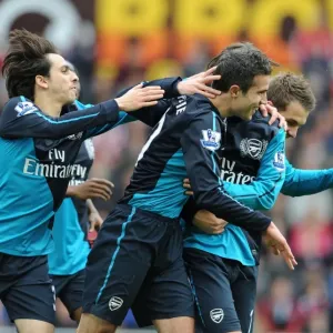 Arsenal's Unforgettable Victory: Van Persie, Benayoun, Rosicky, and Ramsey's Goal Celebration (2011-12) - The Unstoppable Quartet