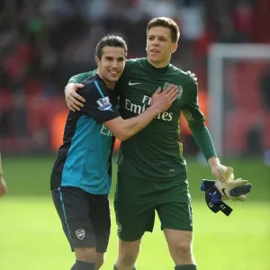 Arsenal's Unforgettable Victory: Van Persie and Szczesny's Triumphant Celebration at Anfield, 2012 Premier League