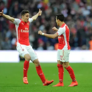Arsenal's Unstoppable Duo: Alexis Sanchez and Gabriel's FA Cup Semi-Final Goal Celebration (2015)