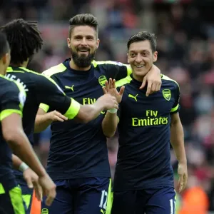 Arsenal's Unstoppable Duo: Giroud and Ozil's Euphoric Goal Celebration (2016-17)
