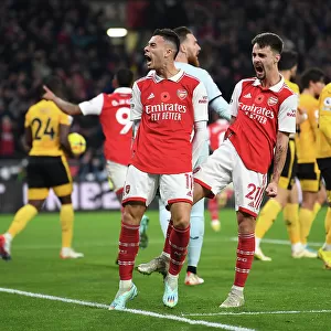 Arsenal's Unstoppable Duo: Martinelli and Vieira's Electrifying Goal Celebration vs. Wolverhampton Wanderers (2022-23)