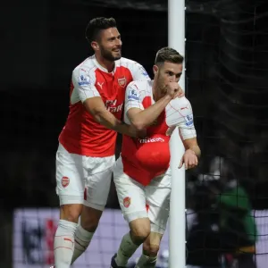 Arsenal's Unstoppable Duo: Ramsey and Giroud's Goal Celebrations vs. Watford (2015/16)