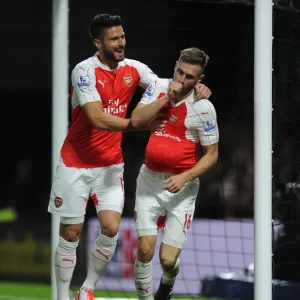 Arsenal's Unstoppable Duo: Ramsey and Giroud's Triumphant Goal Celebration vs. Watford (2015/16)