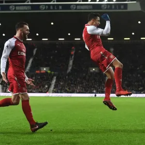 Arsenal's Unstoppable Duo: Sanchez and Chambers - Celebrating Glory: A Memorable Moment as Arsenal Scores Against West Bromwich Albion (2017-18)