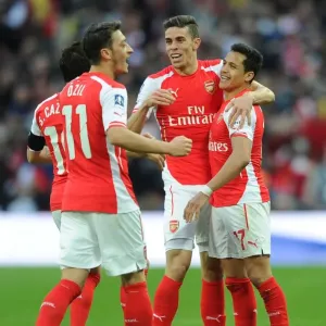Arsenal's Unstoppable Duo: Sanchez and Gabriel Celebrate FA Cup Semi-Final Goals (2015)