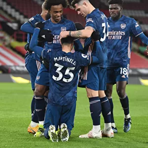 Arsenal's Unstoppable Trio: Martinelli, Willian, and Xhaka Celebrate Victory over Sheffield United (April 2021)