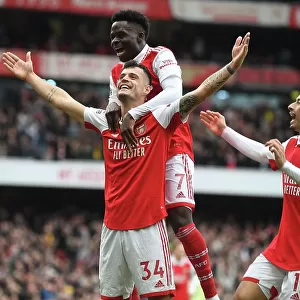 Arsenal's Unstoppable Triumph: Xhaka, Saka, and Martinelli's Euphoric Celebration (2022-23)