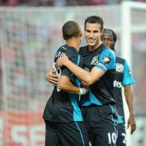 Arsenal's Van Persie and Gibbs: Celebrating a Goal Against Benfica (2011-12)
