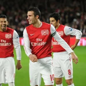 Arsenal's Van Persie and Santos in Action against Fulham (2011-12) Arsenal's Van Persie and Santos in Action against Fulham (2011-12)