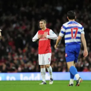 Arsenal's Vermaelen Booked in Arsenal vs. Queens Park Rangers (2011-12)