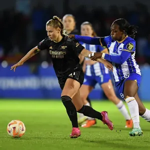Arsenal's Victoria Pelova Faces Pressure from Brighton's Danielle Carter in FA Women's Super League Clash Arsenal's Victoria Pelova Faces Pressure from Brighton's Danielle Carter in FA Women's Super League Clash