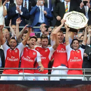 Arsenal's Victory Celebration: Coquelin, Bellerin, Giroud, Mertesacker, Arteta, Monreal Arsenal's Victory Celebration: Coquelin, Bellerin, Giroud, Mertesacker, Arteta, Monreal