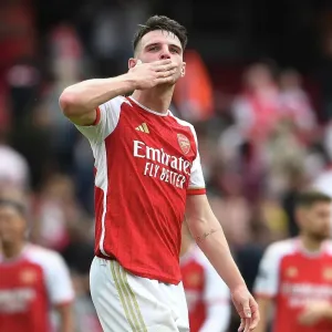 Arsenal's Victory: Declan Rice Celebrates with Fans vs Nottingham Forest (2023-24) Arsenal's Victory: Declan Rice Celebrates with Fans vs Nottingham Forest (2023-24)