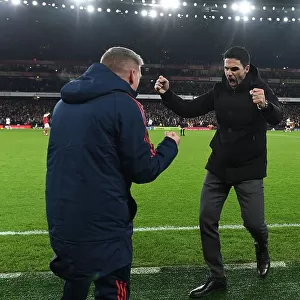 Arsenal's Victory: Mikel Arteta and Steve Round Celebrate Over Manchester United in the Premier League