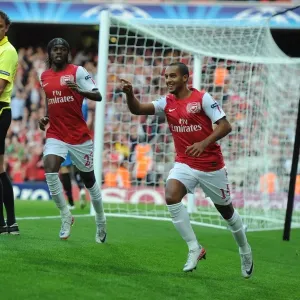 Arsenal's Walcott and Gervinho: Celebrating a Goal in the 2011-12 UEFA Champions League (vs Udinese)