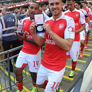 Arsenal's Walcott and Ramsey Celebrate Community Shield Victory over Chelsea