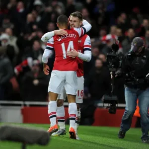 Arsenal's Walcott and Ramsey: Celebrating a Goal Against Liverpool (2012-13)