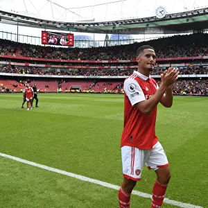 Arsenal's William Saliba Applauding Fans After Arsenal vs. Tottenham Premier League Match, 2022-23