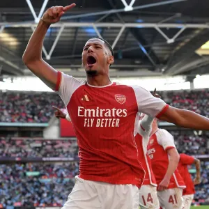 William Saliba Celebrates Community Shield Victory Print