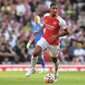 Arsenal's William Saliba Chases Victory: Arsenal FC vs Manchester United, 2023-24 Premier League