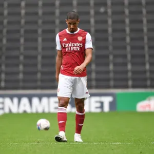 Arsenal's William Saliba in Pre-Season Action against MK Dons (2020-21)