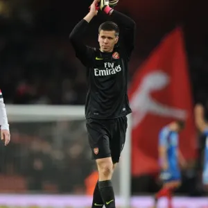 Arsenal's Wojciech Szczesny Celebrates with Fans after Arsenal v Hull City Victory (2013-14)