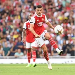 Arsenal's Xhaka in Action: Arsenal FC vs Fulham FC, Premier League 2022-23