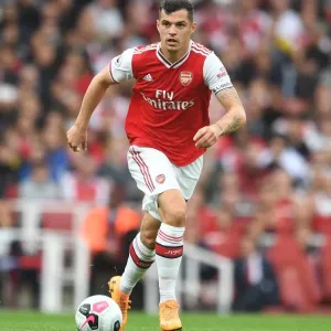 Arsenal's Xhaka in Action against Aston Villa in the Premier League (2019-20)