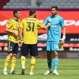 Arsenal's Xhaka, Kolasinac, and Martinez Celebrate FA Cup Quarterfinal Victory over Sheffield United