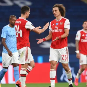 Arsenal's Xhaka and Luiz Embrace After FA Cup Semi-Final Showdown Against Manchester City