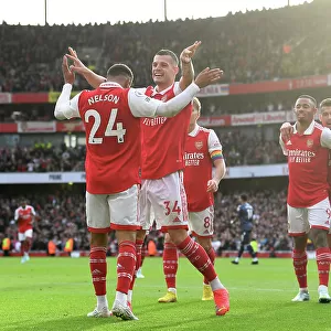 Arsenal's Xhaka and Nelson Celebrate Nelson's Goal vs Nottingham Forest (2022-23)