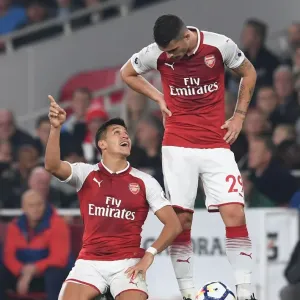 Arsenal's Xhaka and Sanchez in Action: Arsenal v West Bromwich Albion, Premier League 2017-18 Arsenal's Xhaka and Sanchez in Action: Arsenal v West Bromwich Albion, Premier League 2017-18