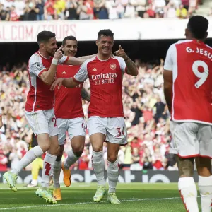 Arsenal's Xhaka Scores First Goal in Arsenal-Wolverhampton Victory, 2022-23 Premier League Arsenal's Xhaka Scores First Goal in Arsenal-Wolverhampton Victory, 2022-23 Premier League