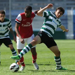 Arsenal's Zak Ansah Clashes with Sporting's Joao Pinto in NextGen Series 3rd Place Play Off Arsenal's Zak Ansah Clashes with Sporting's Joao Pinto in NextGen Series 3rd Place Play Off