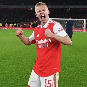 Arsenal's Zinchenko Celebrates Victory Over Manchester United in 2022-23 Premier League Clash
