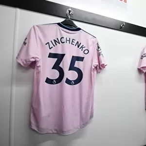 Arsenal's Zinchenko Jersey in Arsenal Changing Room before Crystal Palace Match (2022-23)