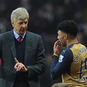 Arsene Wenger and Alex Oxlade-Chamberlain: United on the Touchline during Arsenal's Premier League Match at Aston Villa (2015-16)
