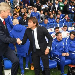 Arsene Wenger and Antonio Conte Pre-Match Handshake: Chelsea vs. Arsenal, Premier League 2017-18 Arsene Wenger and Antonio Conte Pre-Match Handshake: Chelsea vs. Arsenal, Premier League 2017-18