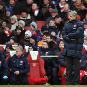 Arsene Wenger the Arsenal Manager. Arsenal 2: 2 Everton. Barclays Premier League