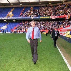 Arsene Wenger the Arsenal manager celebrates at the end of the match Arsene Wenger the Arsenal manager celebrates at the end of the match