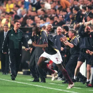 Arsene Wenger the Arsenal Manager celebrates at the final whistle