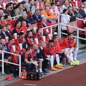 Arsene Wenger the Arsenal Manager in the dug out Arsene Wenger the Arsenal Manager in the dug out