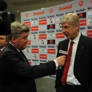 Arsene Wenger the Arsenal Manager is interviewed before the match. Arsenal 1: 1 Manchester City