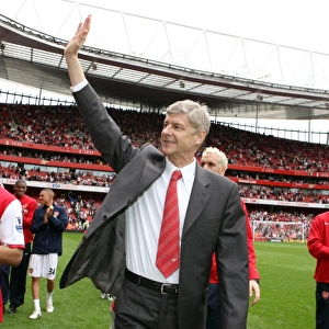 Arsene Wenger the Arsenal Manager during the lap of the pitch to thank the fans for their support