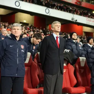 Arsene Wenger the Arsenal Manager and Pat Rice his Assistant satnd for a minutes silence following the disater in Haiti. Arsenal 4: 2 Bolton Wanderers. Barclays Premier League. Emirates Stadium, 20 / 1 / 10. Credit : Arsenal Football Club Arsene Wenger the Arsenal Manager and Pat Rice his Assistant satnd for a minutes silence following the disater in Haiti. Arsenal 4: 2 Bolton Wanderers. Barclays Premier League. Emirates Stadium, 20 / 1 / 10. Credit : Arsenal Football Club