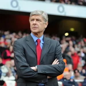 Arsene Wenger Celebrates Arsenal's 3-0 Victory Over Wigan Athletic in the Barclays Premier League, Emirates Stadium (2011) Arsene Wenger Celebrates Arsenal's 3-0 Victory Over Wigan Athletic in the Barclays Premier League, Emirates Stadium (2011)