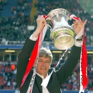 Arsene Wenger Celebrates FA Cup Victory: Arsenal 2-0 Chelsea, The AXA FA Cup Final, Millennium Stadium, Cardiff, Wales, 2002